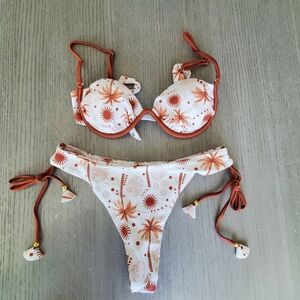 White and Brown Bikini Set